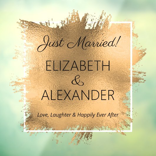 Gewoon getrouwd. Gold Faux Folie Window Cling Raamsticker (Vel 3)