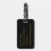 Gewoon getrouwd, goud op zwart huwelijksreis bagag bagagelabel (Achterkant verticaal)