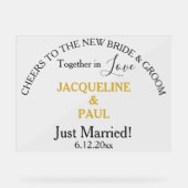 Gewoon getrouwd Gouden Kleur Namen Wissen Acryl Bord (Voorkant)