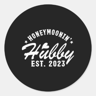 Gewoon getrouwd Honeymoonin' echtgenoot Est 2023 Ronde Sticker