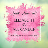 Gewoon getrouwd. Hot-roze Faux-Folie Raamsticker (Vel 3)