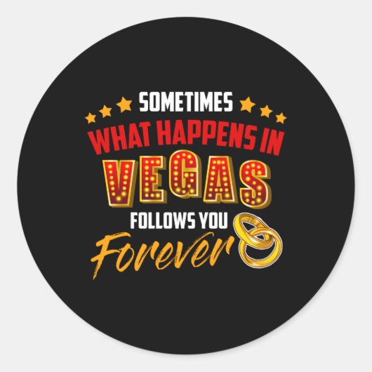 Gewoon getrouwd in Las Vegas bruiloft Ronde Sticker (Voorkant)