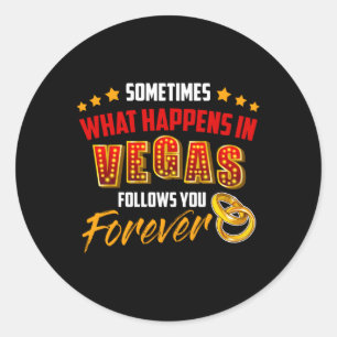 Gewoon getrouwd in Las Vegas bruiloft Ronde Sticker