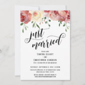 Gewoon getrouwd kalligrafie, bordeaux, blozen Roze Kaart (Voorkant)