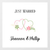 Gewoon getrouwd met Bride & Groom Names Raamsticker (Vel)