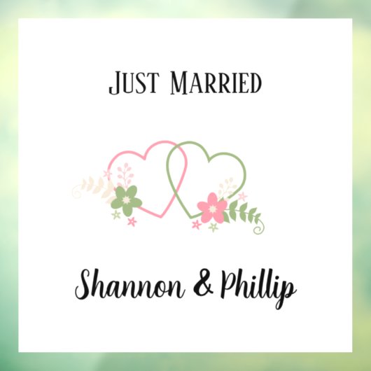 Gewoon getrouwd met Bride & Groom Names Raamsticker (Vel 3)