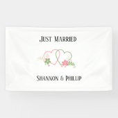 Gewoon getrouwd met Bride & Groom Names Spandoek (Horizontaal)
