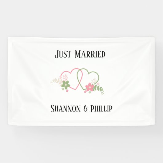 Gewoon getrouwd met Bride & Groom Names Spandoek (Horizontaal)
