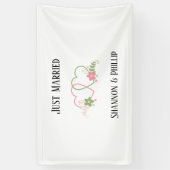 Gewoon getrouwd met Bride & Groom Names Spandoek (Verticaal)