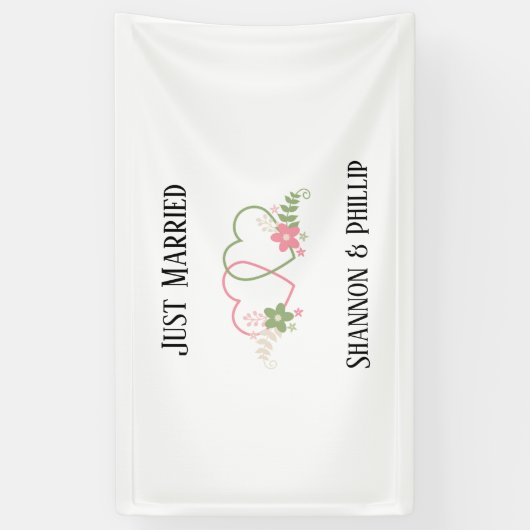 Gewoon getrouwd met Bride & Groom Names Spandoek (Verticaal)