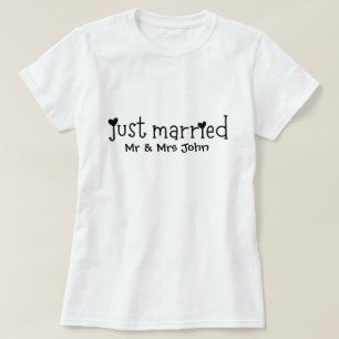 Gewoon getrouwd met de typografie van de heer en m t-shirt