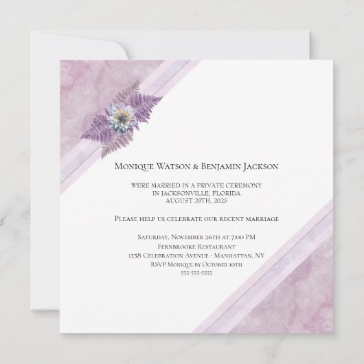 Gewoon getrouwd met Elegant Dusty Pink Floral Marb Kaart (Achterkant)