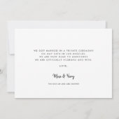 Gewoon getrouwd met Elegant romantische trouwfotok Aankondiging (Achterkant)