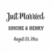 Gewoon getrouwd met gepersonaliseerde namen trouwd sticker (Voorkant)