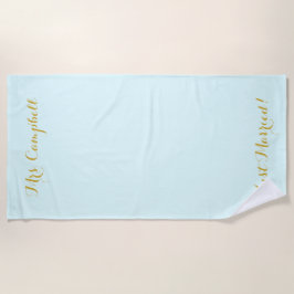 Gewoon getrouwd met gouden honingmahanddoek strandlaken