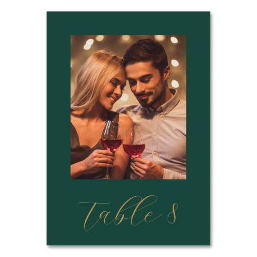 Gewoon getrouwd met groene en gouden foto bruiloft kaart (Achterkant)