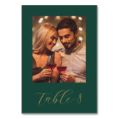 Gewoon getrouwd met groene en gouden foto bruiloft kaart (Voorkant)