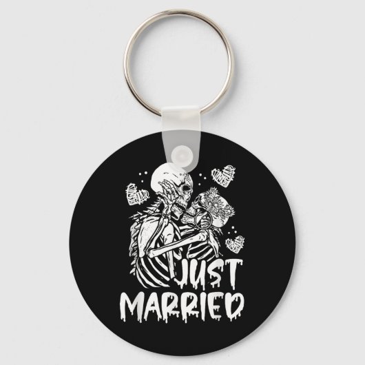 Gewoon getrouwd met Halloween Skeleton Bride en we Sleutelhanger (Voorkant)