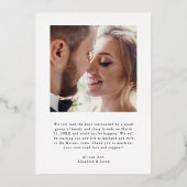 Gewoon getrouwd met hand geletterde bruiloft aanko folie uitnodiging (Achterkant)