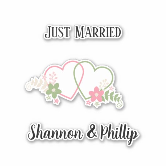 Gewoon getrouwd met het venster Bride & Groom Name Sticker (Voorkant)