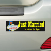 Gewoon getrouwd met Las Vegas Welkomstteken Bumpersticker (Op auto)