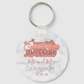 Gewoon getrouwd met Mr en Mrs Roos Gold White Marb Sleutelhanger (Voorkant)