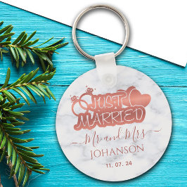 Gewoon getrouwd met Mr en Mrs Roos Gold White Marb Sleutelhanger