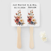 Gewoon getrouwd met Mr & Mrs | Bruiloft Bloemen Mo Handwaaier (Voorkant en achterkant)