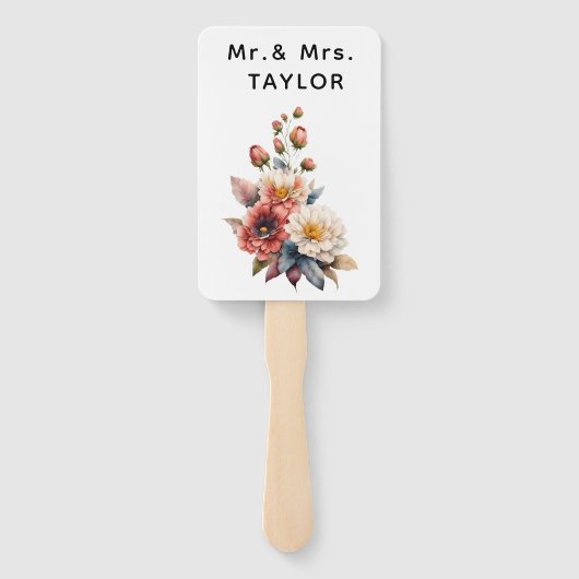 Gewoon getrouwd met Mr & Mrs | Bruiloft Bloemen Mo Handwaaier (Achterkant)