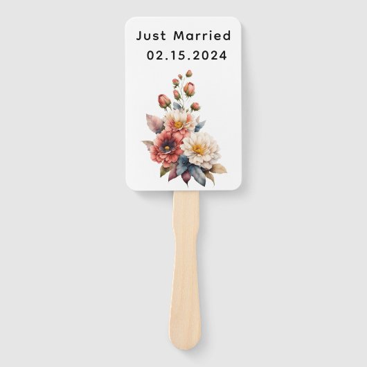 Gewoon getrouwd met Mr & Mrs | Bruiloft Bloemen Mo Handwaaier (Voorkant)