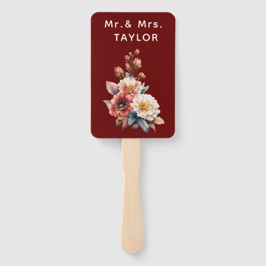 Gewoon getrouwd met Mr & Mrs | Bruiloft Bloemen Mo Handwaaier (Achterkant)