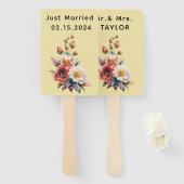 Gewoon getrouwd met Mr & Mrs | Bruiloft Bloemen Mo Handwaaier (Voorkant en achterkant)