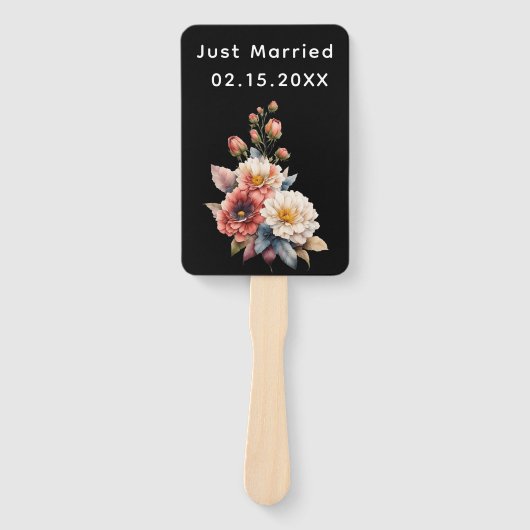 Gewoon getrouwd met Mr & Mrs | Bruiloft Bloemen Mo Handwaaier (Voorkant)