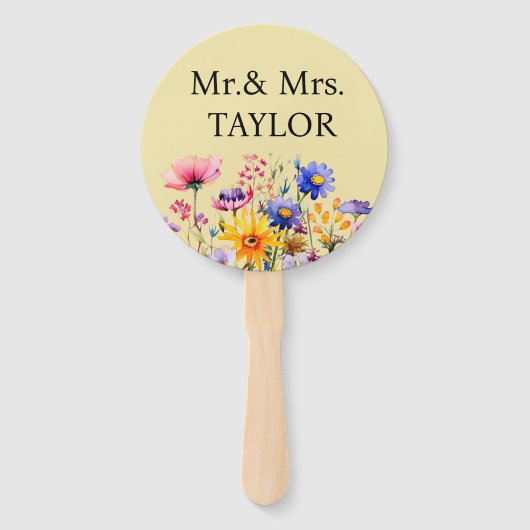 Gewoon getrouwd met Mr & Mrs | Bruiloft Wildflower Handwaaier (Achterkant)