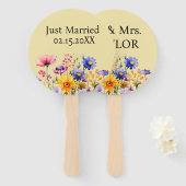 Gewoon getrouwd met Mr & Mrs | Bruiloft Wildflower Handwaaier (Voorkant en achterkant)