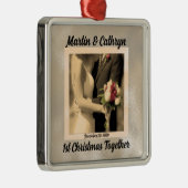Gewoon getrouwd met naam en jaar 1 kerst metalen ornament (Rechts)