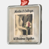 Gewoon getrouwd met naam en jaar 1 kerst metalen ornament (Links)