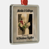 Gewoon getrouwd met naam en jaar 1 kerst metalen ornament (Rechts)