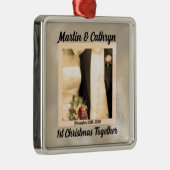 Gewoon getrouwd met naam en jaar 1 kerst metalen ornament (Rechts)