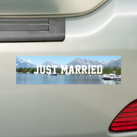 Gewoon getrouwd met natuur Grand Teton Bumpersticker (Op auto)