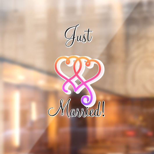 Gewoon getrouwd met twee gekoppelde wervelende reg raamsticker (Vel 2)