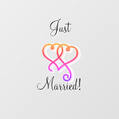 Gewoon getrouwd met twee gekoppelde wervelende reg raamsticker (Vel)