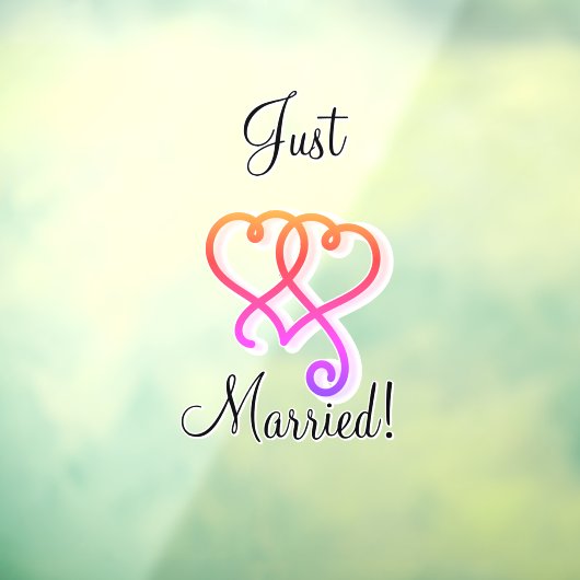 Gewoon getrouwd met twee gekoppelde wervelende reg raamsticker (Vel 3)