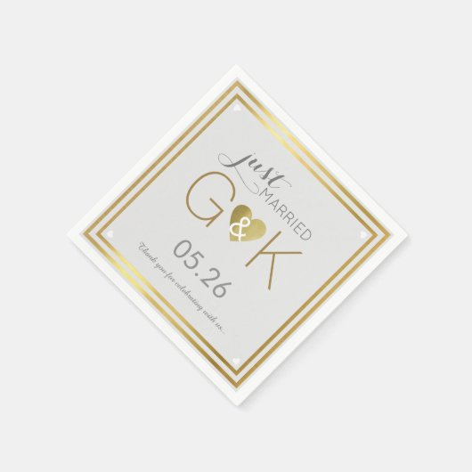 Gewoon getrouwd + Monogram. Huwelijksreceptie leuk Servetten (Hoek)