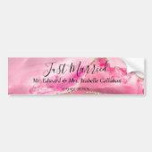 "Gewoon getrouwd" "Mr & Mrs" Pink Agaat Stone Bumpersticker (Voorkant)