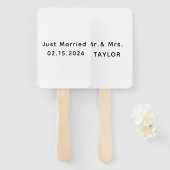 Gewoon getrouwd Mr. & Mrs. | Weddenschapsmonogram Handwaaier (Voorkant en achterkant)