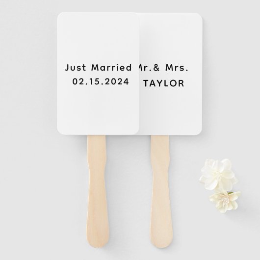 Gewoon getrouwd Mr. & Mrs. | Weddenschapsmonogram Handwaaier (Voorkant en achterkant)