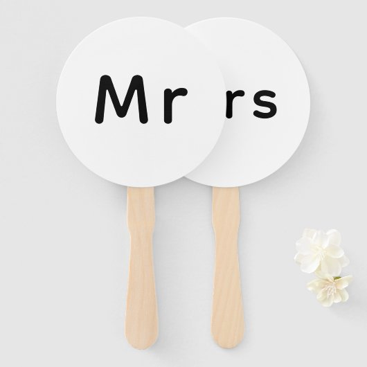 Gewoon getrouwd Mr. & Mrs. | Weddenschapsmonogram Handwaaier (Voorkant en achterkant)