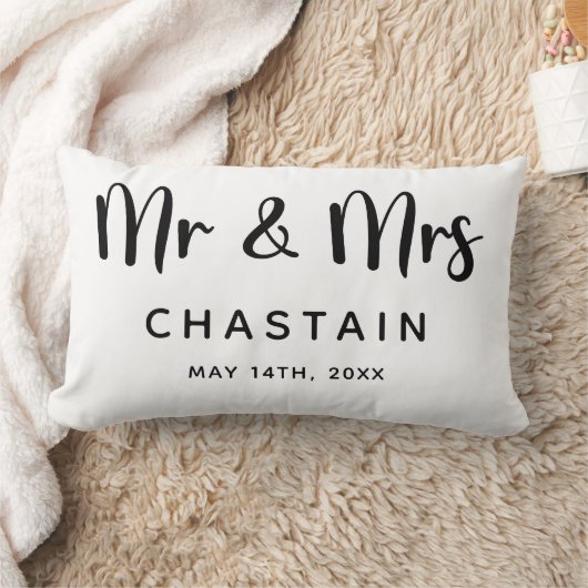 Gewoon getrouwd Mr. & Mrs. | Weddenschapsmonogram Kussen (Deken)