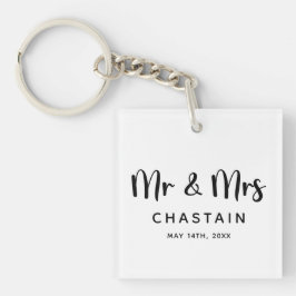 Gewoon getrouwd Mr. & Mrs. | Weddenschapsmonogram Sleutelhanger